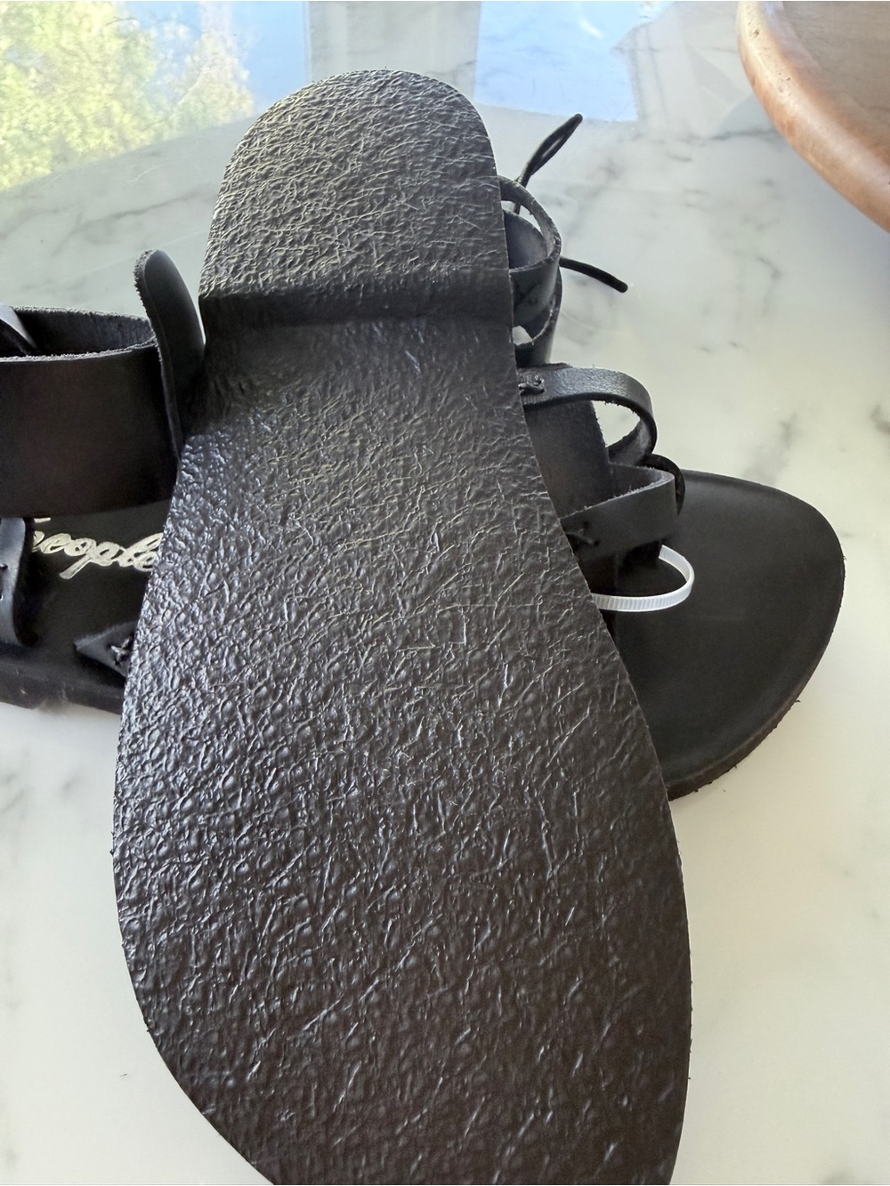 Free People Black Leather Gladiator Lace-Up Sandals - Picture 6 of 7